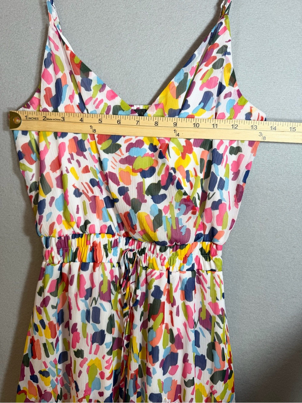 Colorful Rainbow Print Sleeveless Mini Dress Romper Small White Flowy - Picture 10 of 15